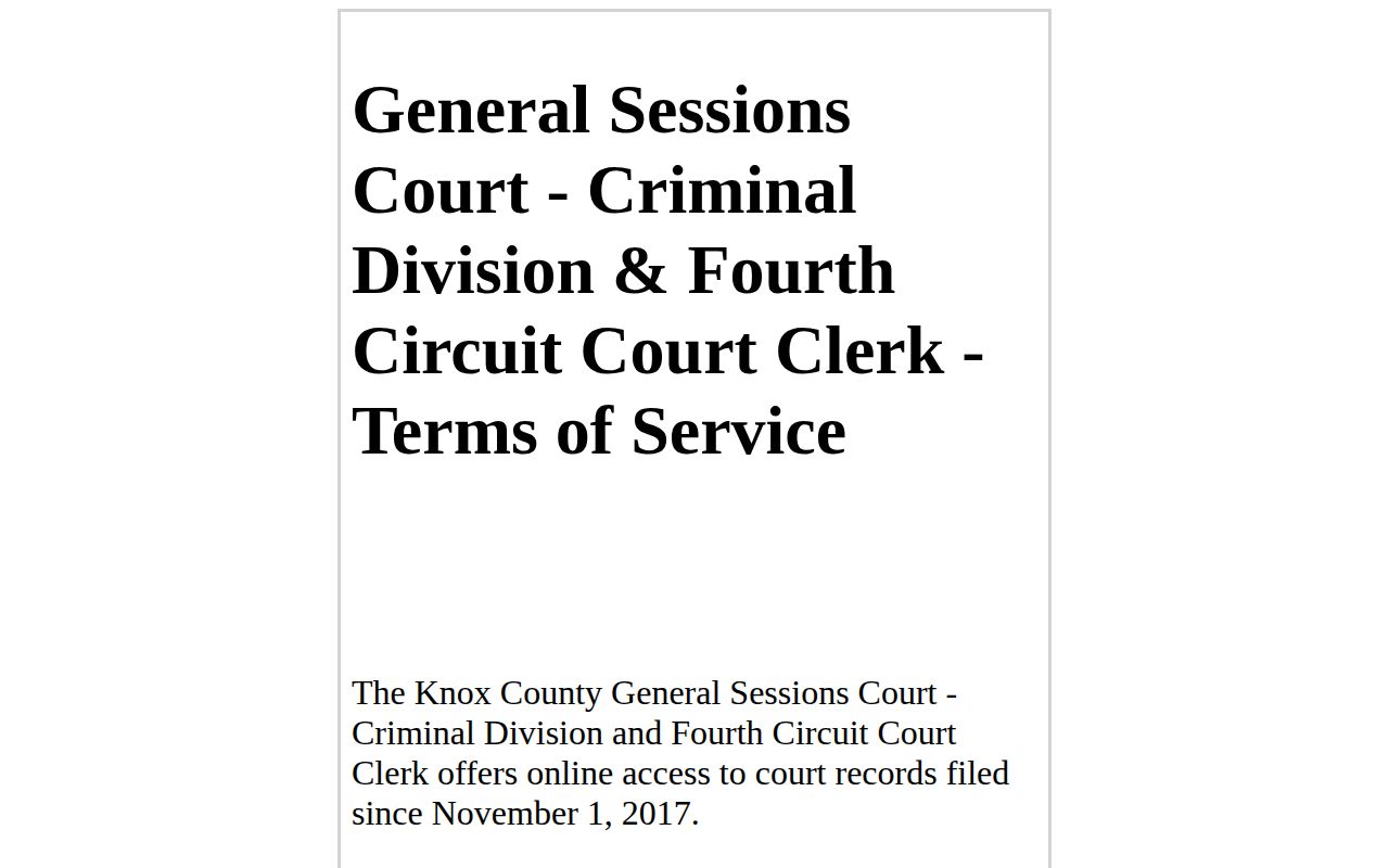 Knox County 72-hour release court-record coverage and limits